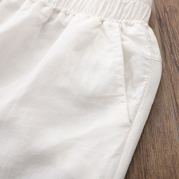 Classic Loose Fit Cotton Linen Blend Pants - Retrorobe