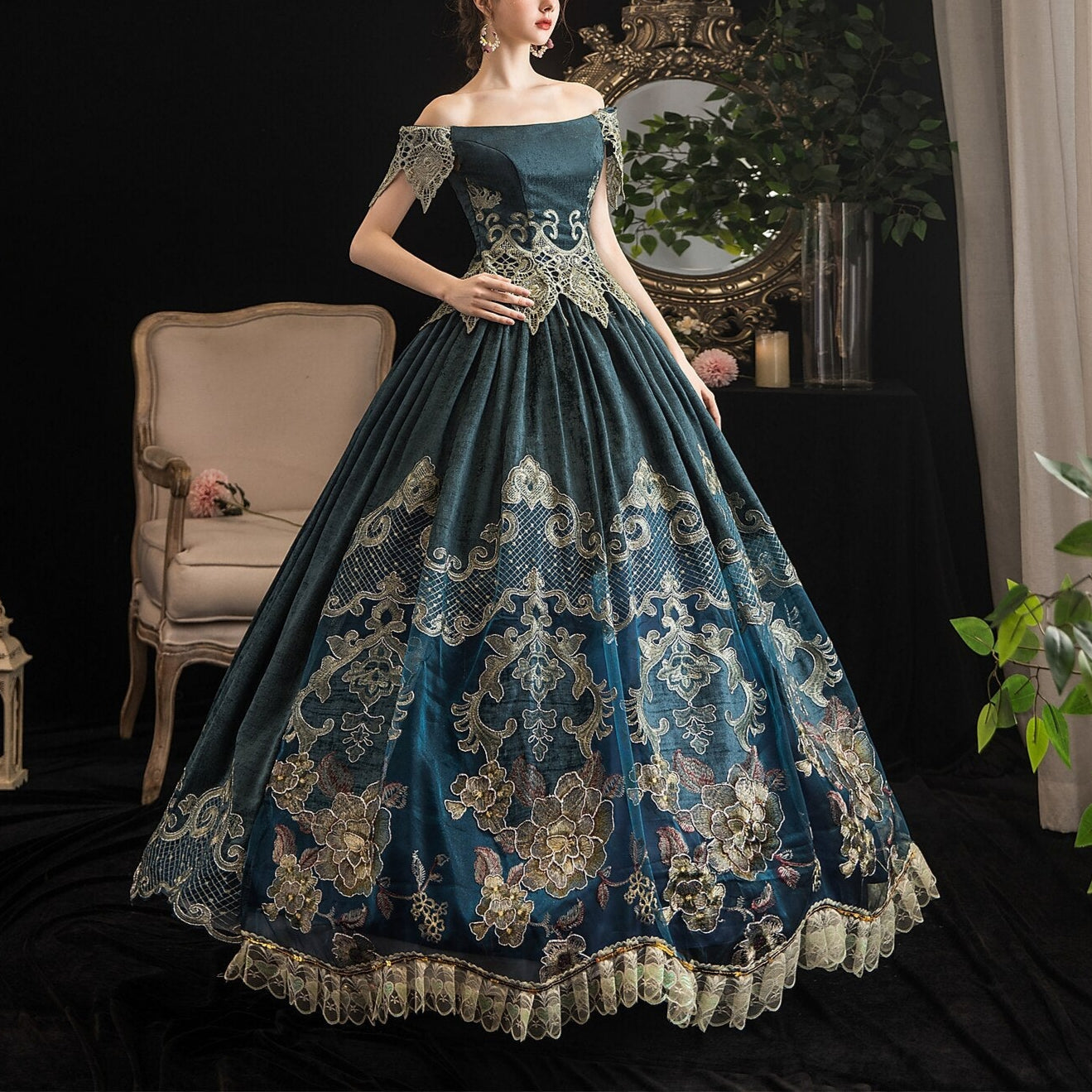 Victorian Crinoline Style Ball Gown - Elegant Vintage Fashion Dress retrorobe Victorian Crinoline Style Ball Gown - Elegant Vintage Fashion Dress retrorobe