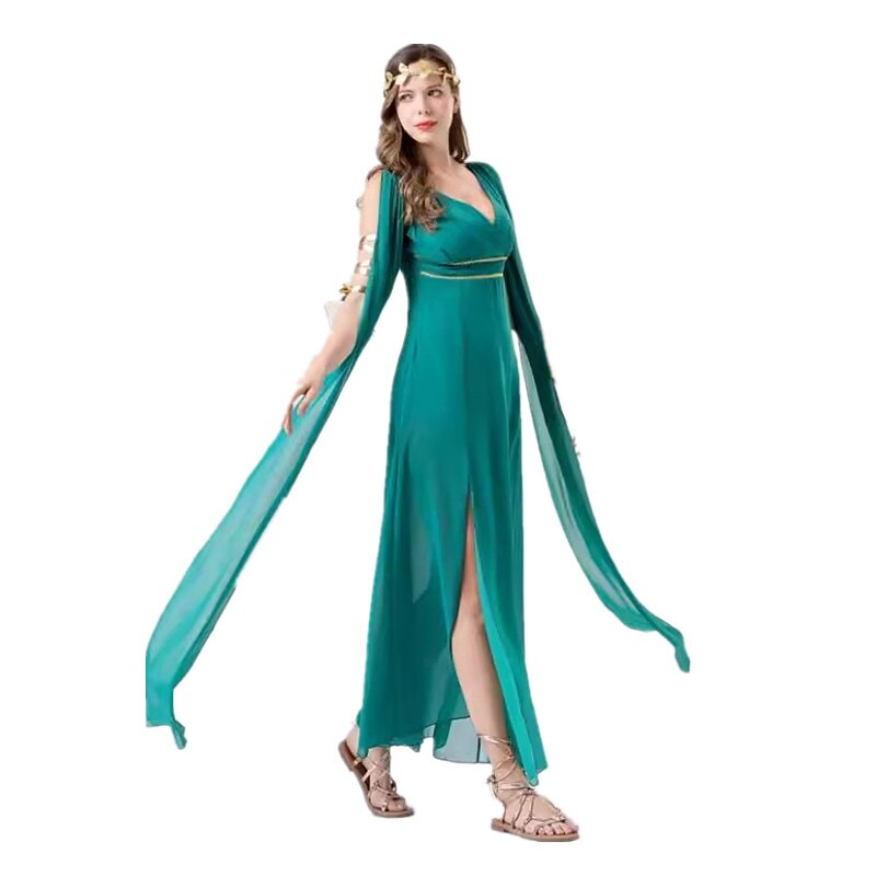 Greek Goddess Costume Green Maxi Dress