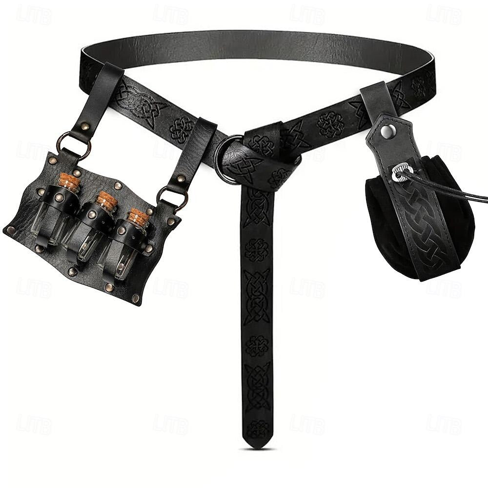 Viking & Alquimista Styles Belt Set: Scabbard, Pouch, Magic Bottle - Retrorobe