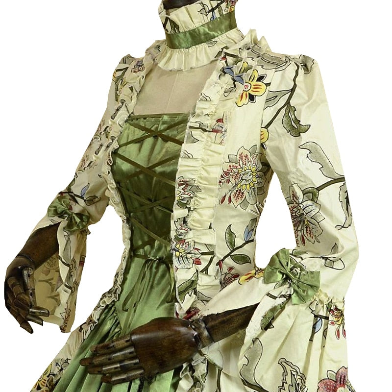 Rococo Marie Antoinette Style Green Cocktail Gown