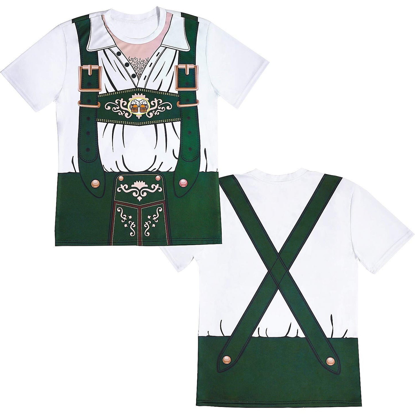 Men's Oktoberfest Green Lederhosen Beer Graphic T-shirt