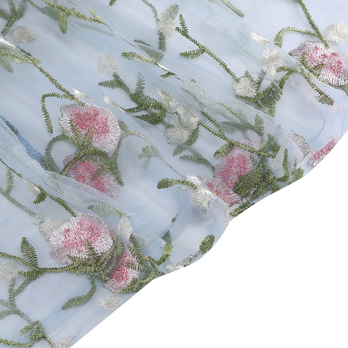 Floral Embroidered Mesh Midi Dress