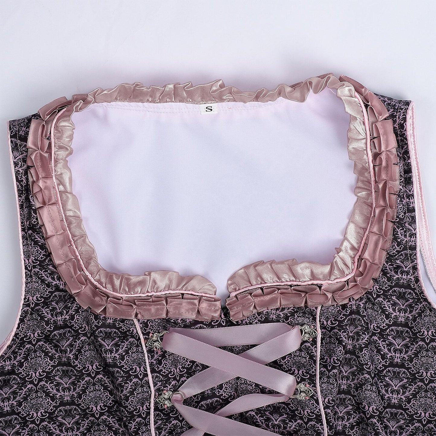 Oktoberfest Dirndlkleid mit Stickerei in Rosa mit Spitzenschürze und Bluse