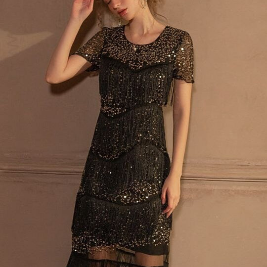Multi-Layered Fringe Flapper Dress