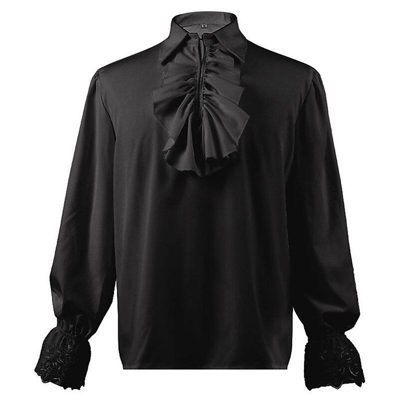 Renaissance Ruffle Decorated Tops with Lace Cuffs - Retrorobe