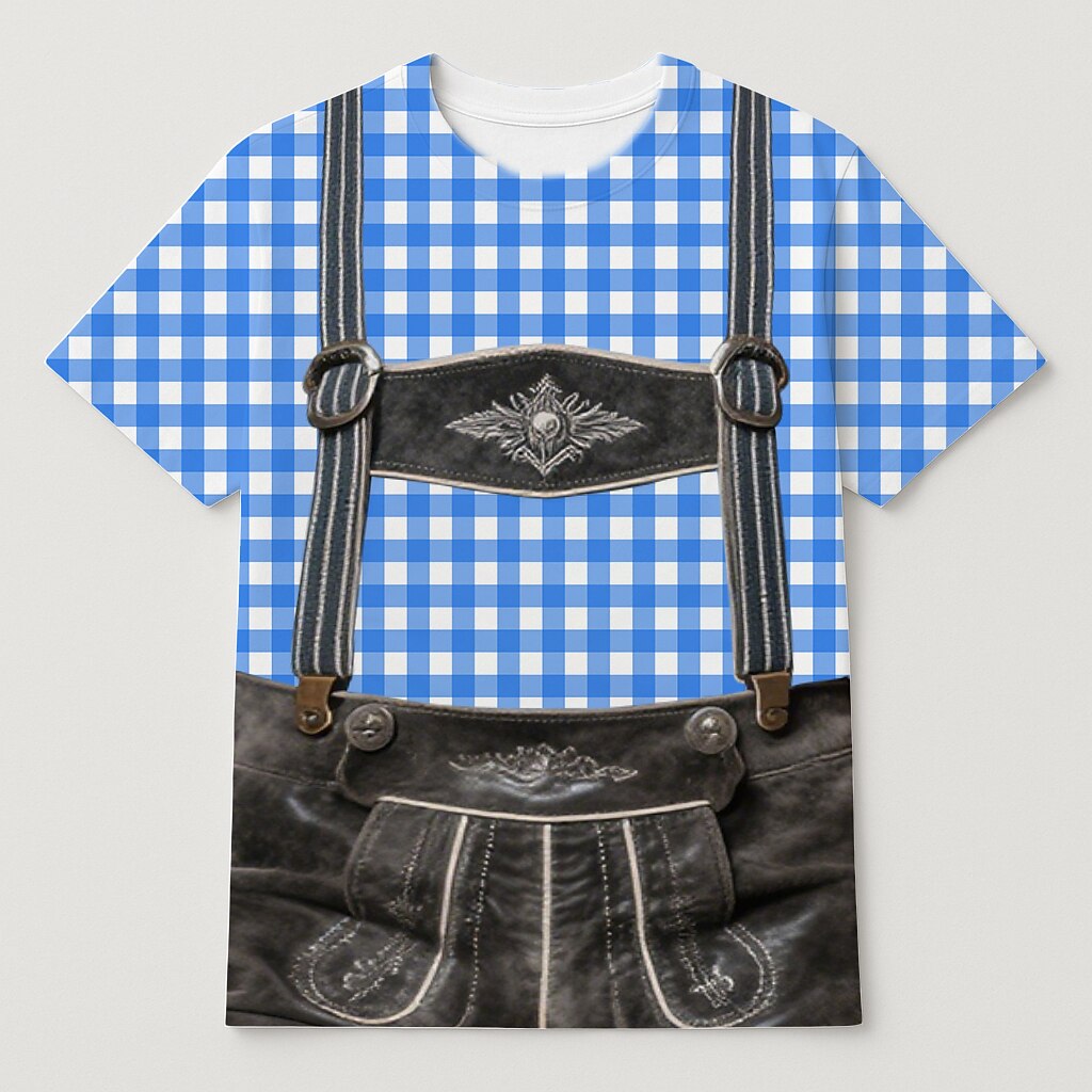Herren Oktoberfest Blau Grün Lederhosen Grafik T-Shirt