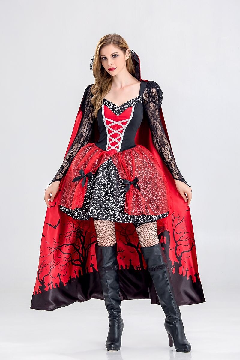 Gothic Vampire Queen Costume with Cloak