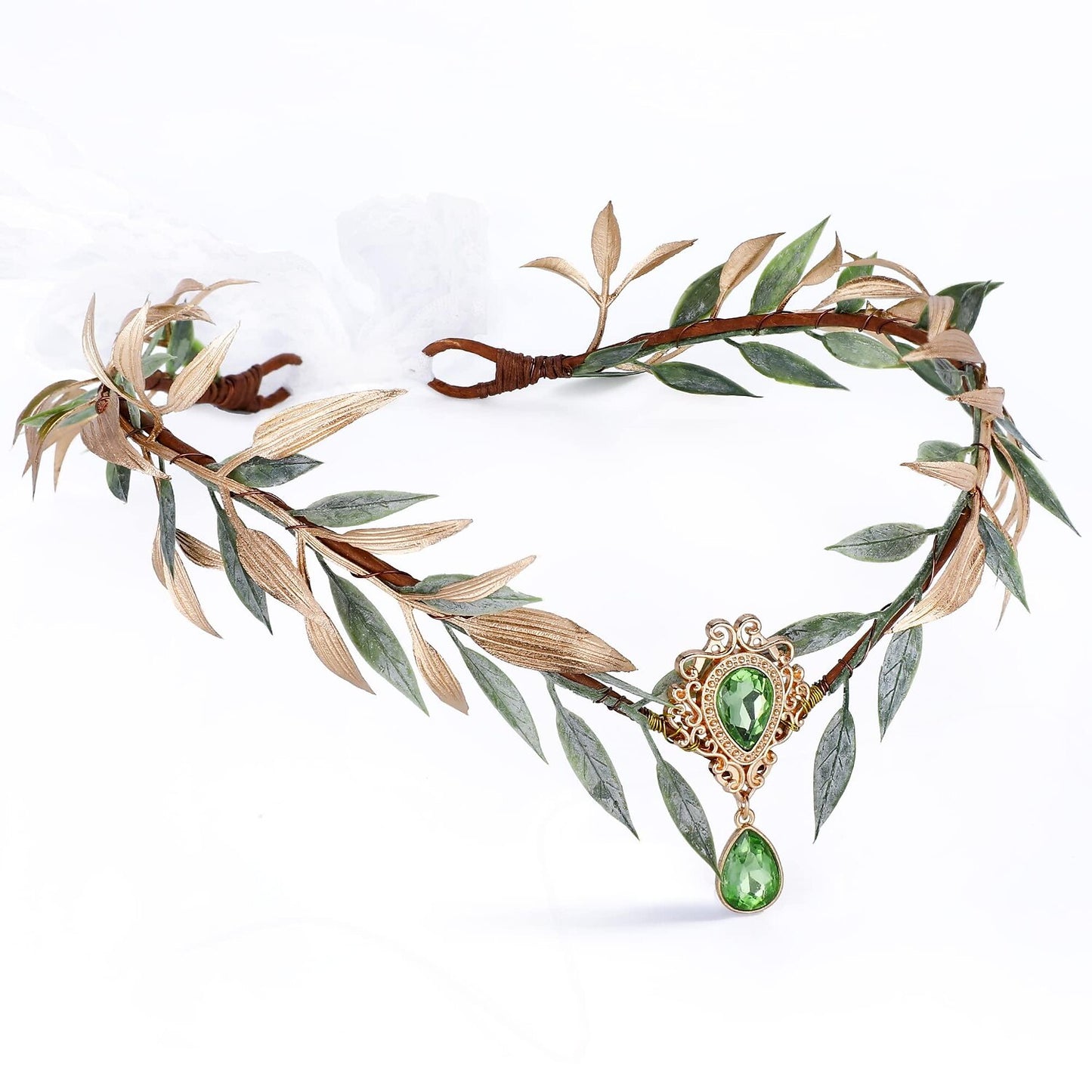 Coiffe de princesse en strass avec feuille de fée