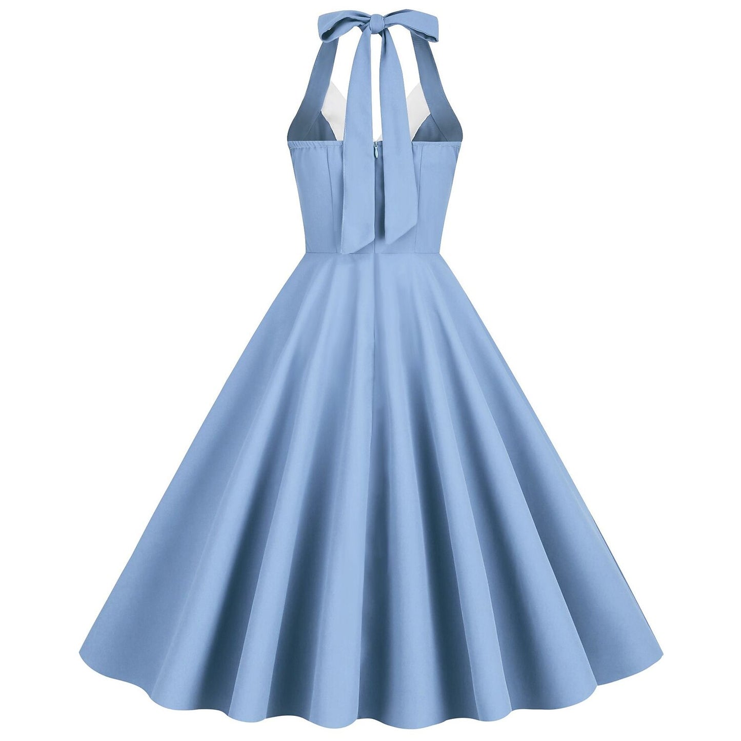 Women's 1950s Purple Halter Neck Swing Dress