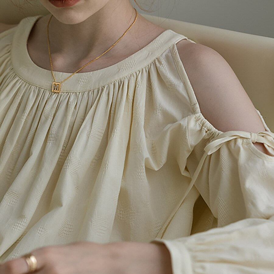 Classic Flowy Pleated Cold Shoulder Blouse - Retrorobe