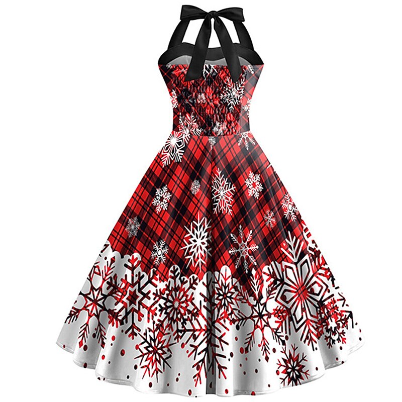 Christmas Vintage Snowflake Halter Dress