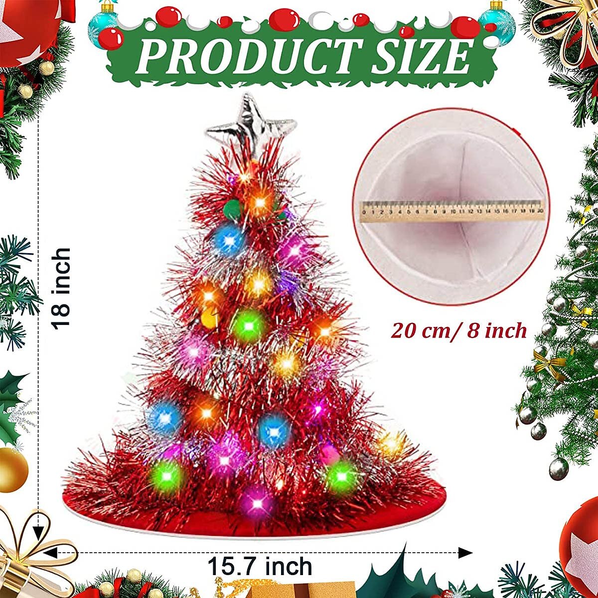 2PCS Light-up Tinsel Tree Party Hat