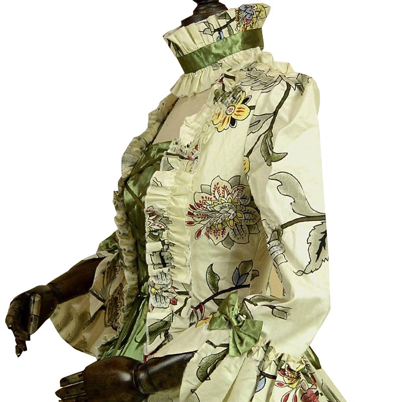 Rococo Marie Antoinette Style Green Cocktail Gown