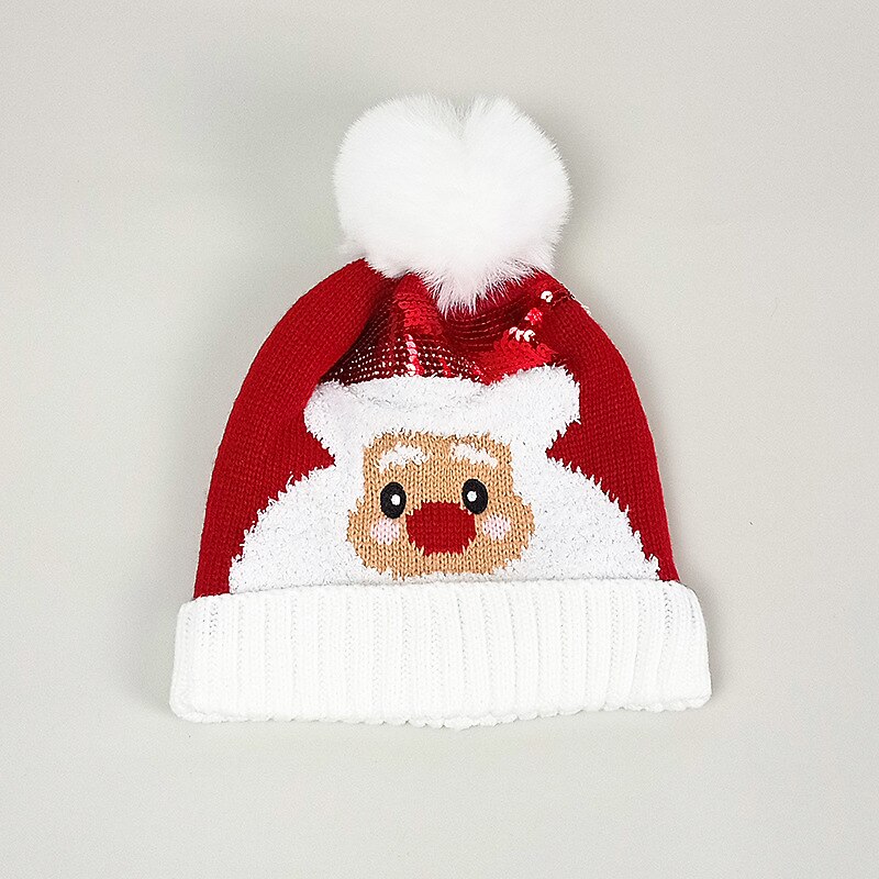 2PCS Christmas Pom Pom Knit Beanie
