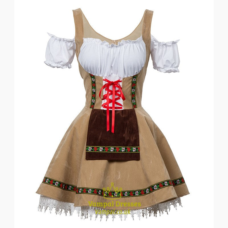 Oktoberfest Khaki Costume Dirndl Apron Set