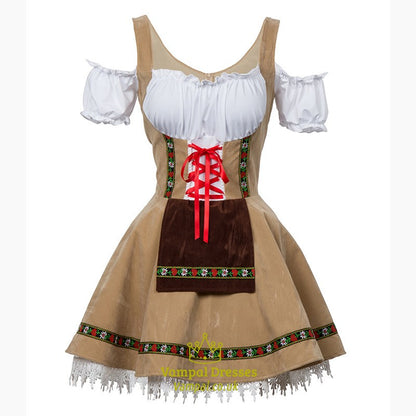 Oktoberfest Khaki Costume Dirndl Apron Set