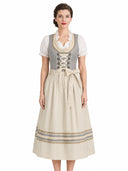 Robe Dirndl élégante avec tablier pour l'Oktoberfest, couleur abricot