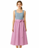 Women's Dirndl Dress Square Neck Button Down with Textured Apron