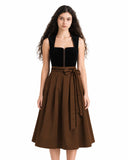 Women's Gothic Bavarian Dirndl Dress with Trimmed Apron