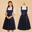 Set premium con dirndl navy per Oktoberfest e camicetta bianca in pizzo
