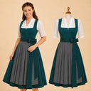 Set premium con dirndl verde ottanio e camicetta bianca in pizzo