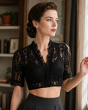 Oktoberfest Lace Dirndl Blouse Cropped Bavarian Top