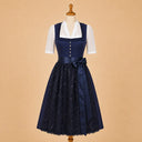 Premium Navy Oktoberfest Dirndl & White Lace Blouse Set