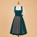 Premium Teal Green Dirndl & White Lace Blouse Set