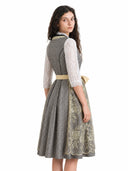 Vestido Dirndl gris de Oktoberfest con delantal de encaje y blusa