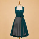 Premium Teal Green Dirndl & White Lace Blouse Set