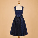 Premium Navy Oktoberfest Dirndl & White Lace Blouse Set
