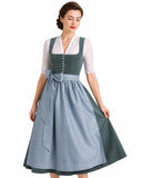 Women's Two Tone Dirndl Dress Button Down with Apron