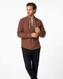 Camisa de poeta medieval con cordones para hombre para feria renacentista