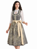 Oktoberfest Grey Dirndl Dress with Lace Apron and Blouse