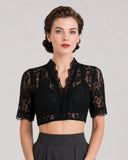 Oktoberfest Lace Dirndl Blouse Cropped Bavarian Top