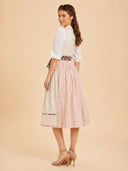 Women’s Oktoberfest Ivory Midi Dirndl Dress with Leopard Bow Apron