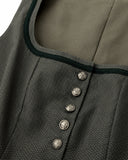 Women's German Dirndl Dress Patterned Bodice Button Down with Bow Apron