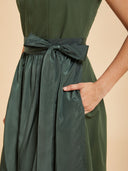 Forest Green Oktoberfest Dirndl & White Eyelet Lace Blouse Set