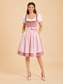 Premium Blush Pink Oktoberfest Dirndl & White Puff Sleeve Blouse Set