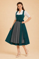 Premium Teal Green Dirndl & White Lace Blouse Set