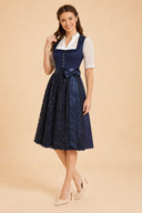 Premium Navy Oktoberfest Dirndl & White Lace Blouse Set