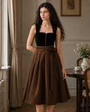 Women's Gothic Bavarian Dirndl Dress with Trimmed Apron