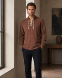 Camisa de poeta medieval con cordones para hombre para feria renacentista