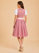 Premium Blush Pink Oktoberfest Dirndl & White Puff Sleeve Blouse Set