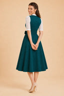 Premium Teal Green Dirndl & White Lace Blouse Set
