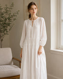 White Cotton Renaissance-Inspired Chemise Dress