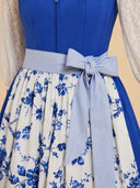 Women’s Oktoberfest Royal Blue Midi Dirndl Dress with Floral Apron