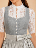 Women’s Oktoberfest Grey Midi Dirndl Dress with Satin Apron