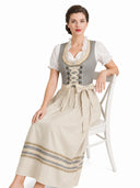 Oktoberfest Apricot Elegantes Dirndlkleid mit Schürze